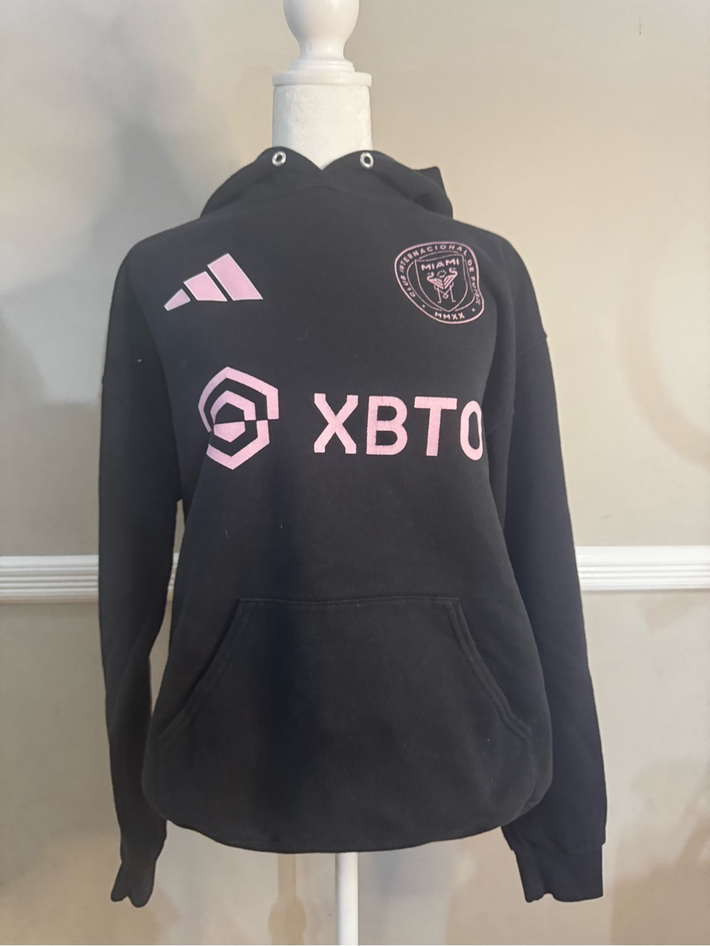 Inter Miami Black Hoodie with Pink Logos - Messi ***Not Actual Adidas Brand***